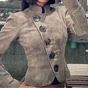 Danier “chamois” color, I guess, Leather Military Style Button-Up Women's Jacket